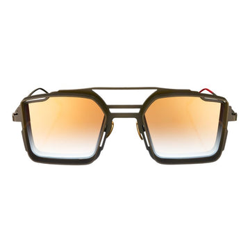 Military Green Matte Frame - Gold Gradient Mirror Lenses Luigi Sunglasses