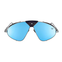 Gun Metal Frame + Blue Mirror Gradiente Lenses + Navy Blue Leather Luis Fonsi Sunglasses