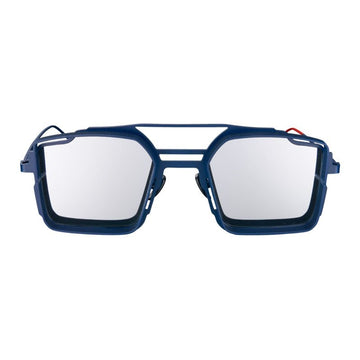 Dark Blue Matte Frame - Silver Mirror Lenses Luigi Sunglasses