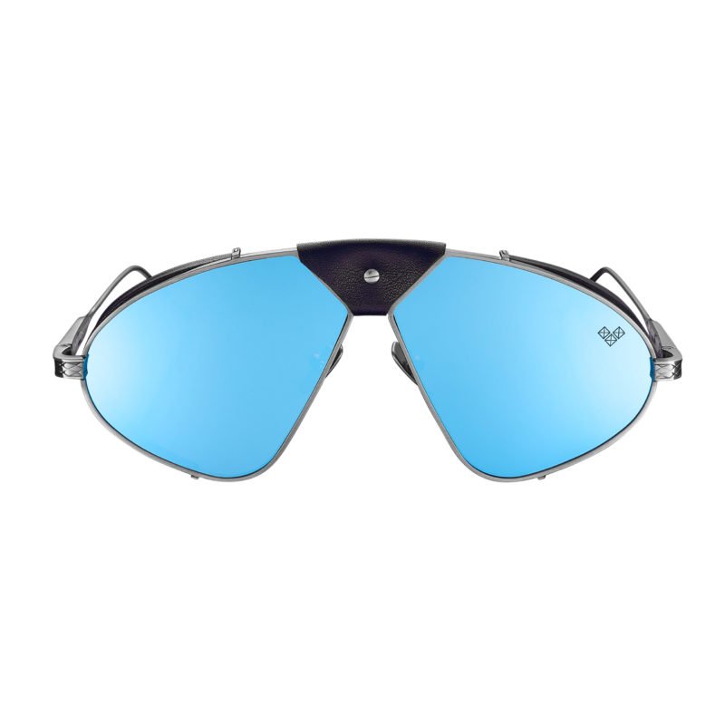 Gun Metal Frame + Blue Mirror Gradiente Lenses + Navy Blue Leather Luis Fonsi Sunglasses