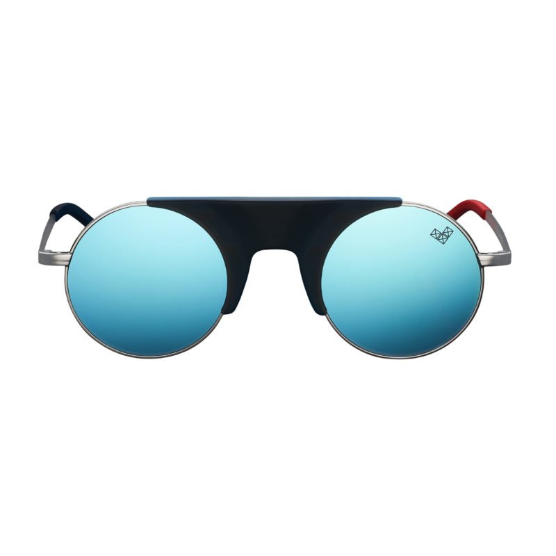 Silver Plated/Dark Blue Matte Frame - Blue Mirror Lenses Rubi Sunglasses
