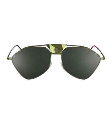 Matte Green Frame - Green Color Lenses - Camouflage Leather Letec Sunglasses