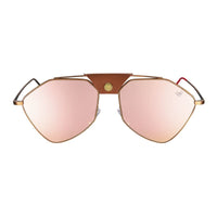 Antique Frame - Rose Gold Mirror Lenses - Brown Leather Letec Sunglasses