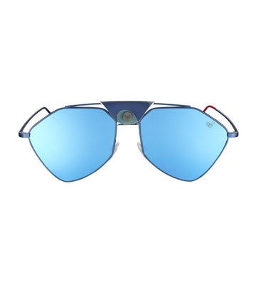 Matte Navy Blue - Blue Mirror Lenses - Camouflage Leather Letec Sunglasses